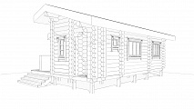 Баня из сруба с купелью на террасе, мастерской и дровником, комнатой отдыха, душевой, парилкой, санузлом, площадь 48,67 кв.м., 1 этаж - фото фасадов Проект Хопёр