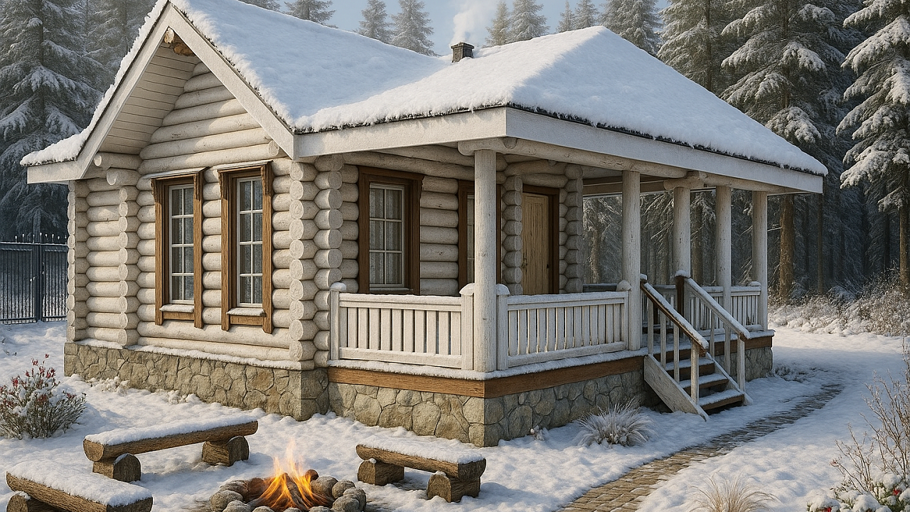 Проект Астрахань: Баня из сруба с Г-образной террасой и гостиной, 67,79 м², 67,79 - фото, планировка, строительство сруба бани под ключ или усадку из оцилиндрованного, рубленого бревна ели, сосны от компании Ладья